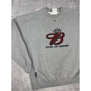 Dale Earnhardt Sweatshirt Men's Large Gray Budweiser Racing Nascar Y2K Crewneck